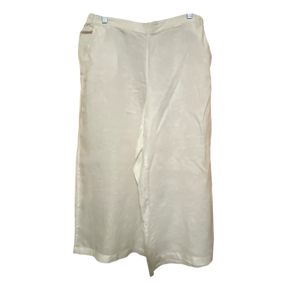 Ellen Tracy 100% Linen Wide Leg Crop Pants in Size Large.